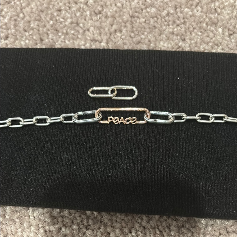 Pandora Silver and Gold Chain Bracelet with Personalized Charm - Picture 4 of 4